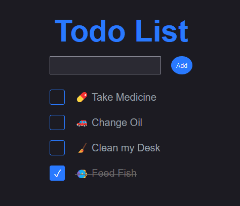 Screenshot of https://todo.leggett.dev/ with some tasks filled in, including some emoji in the title!